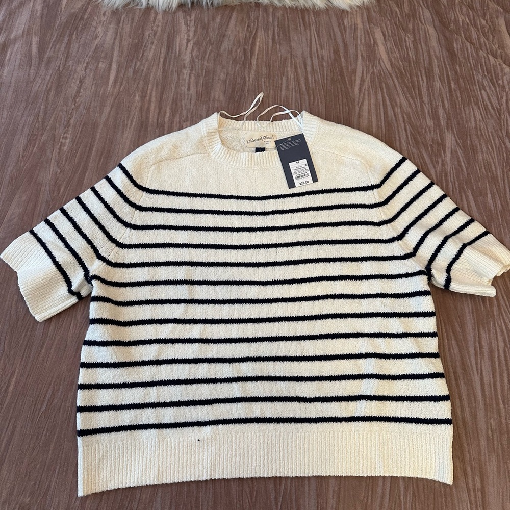 Universal Thread Cream and Black Striped Sweater